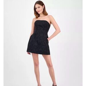 Bardot Black Strapless Floral Jacquard Mini Dress
